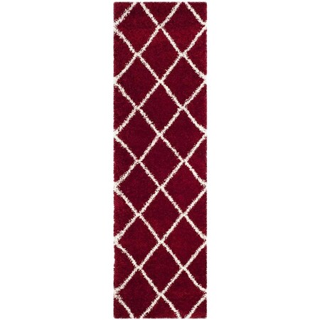 Flowers First 2 ft. 3 in. x 8 ft. Hudson Shag Power Loomed Runner Rug, Red & Ivory FL1860186